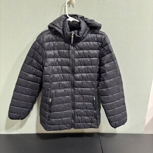 St Johns Bay Packable Quilted Puffer Jacket Hooded Black Size L